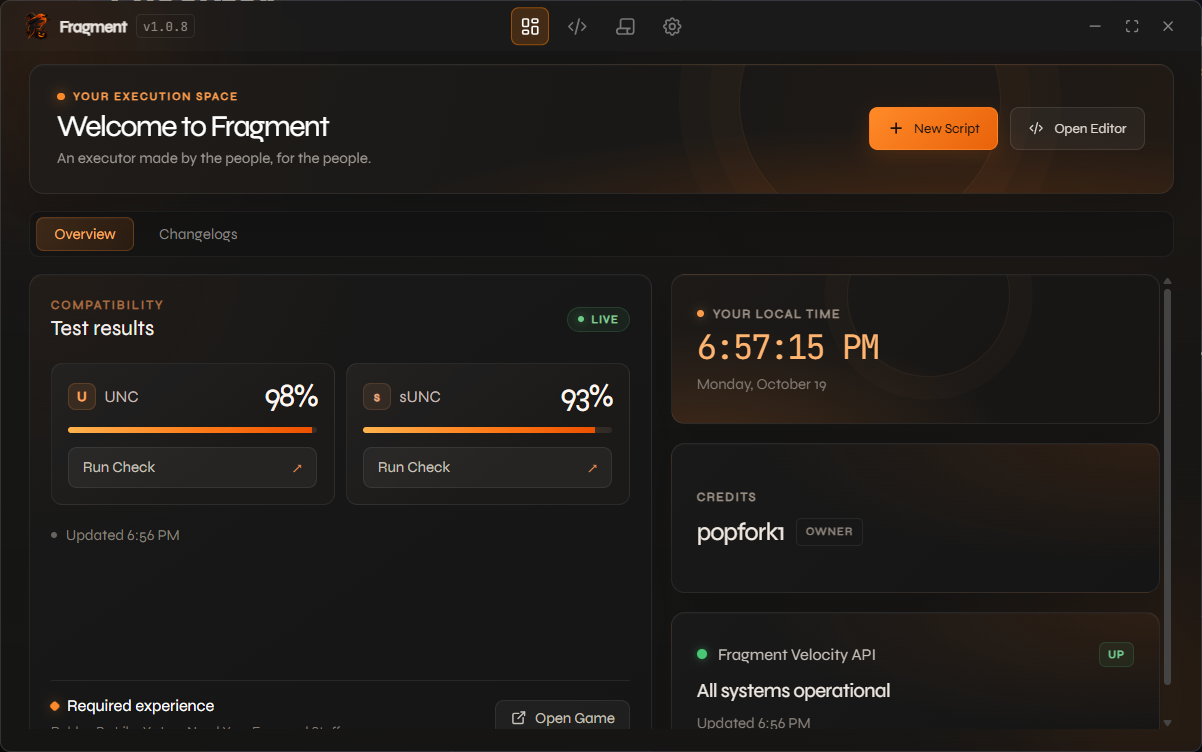 Fragment v1.0.8 executor interface preview